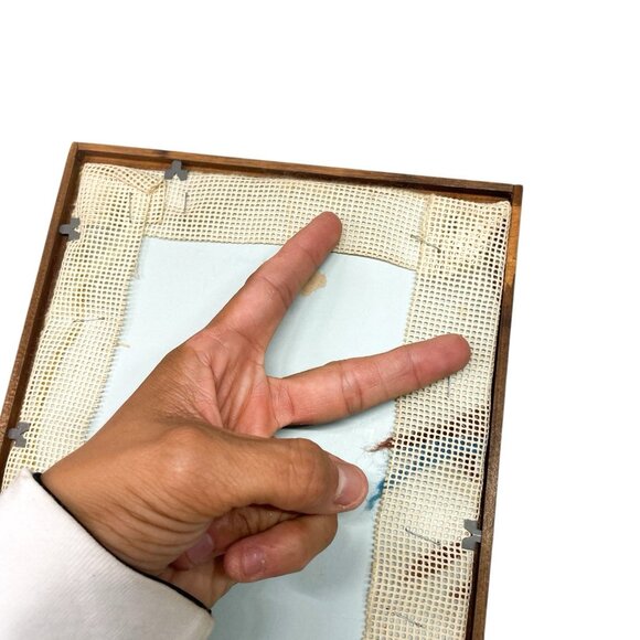 Vintage Needlepoint Childrens Room Kids Framed Climbing Tree Cat Nursery - Picture 8 of 10